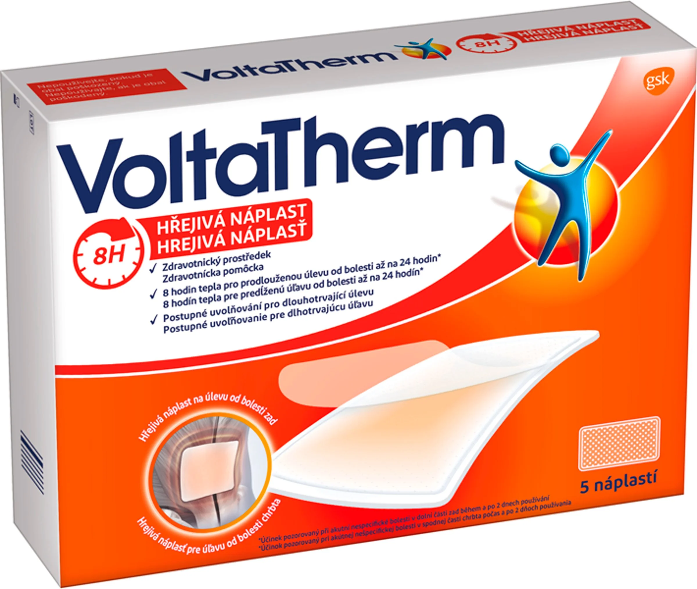 VoltaTherm hrejivá náplasť 1x5 ks, na úľavu od bolesti chrbta