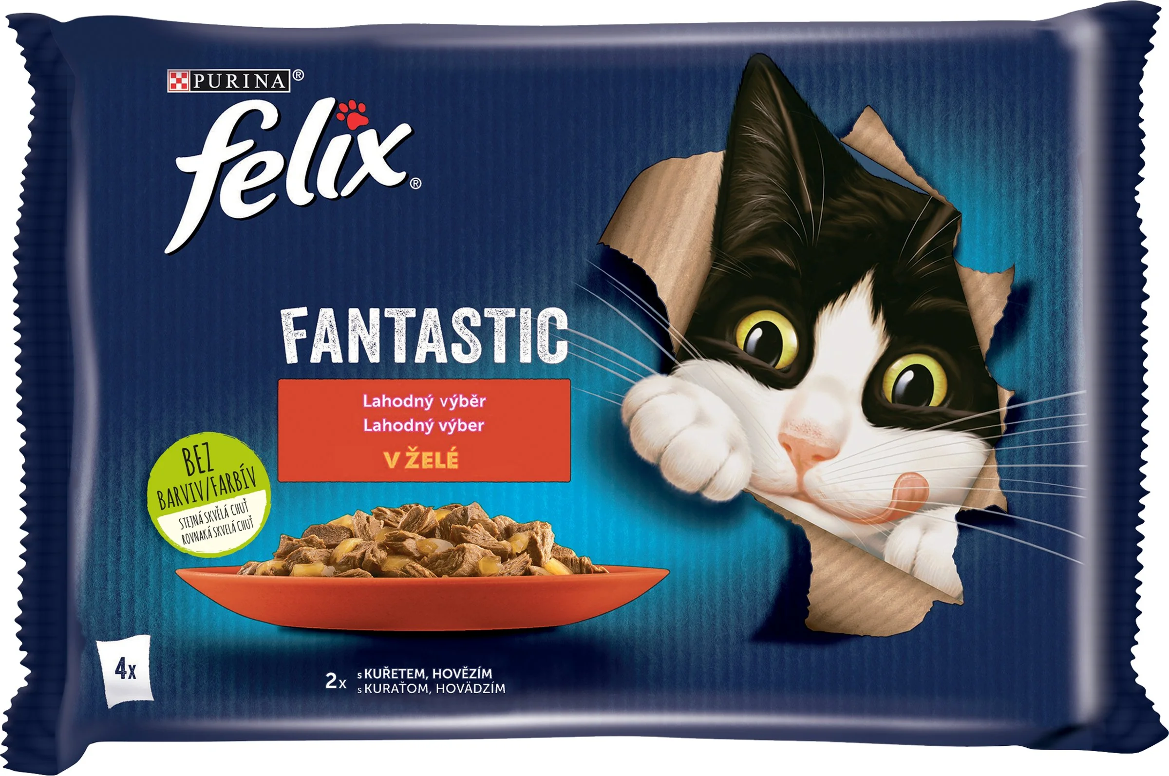 FELIX Fantastic Multipack 12(4x85g) hovädzie/kura v želé