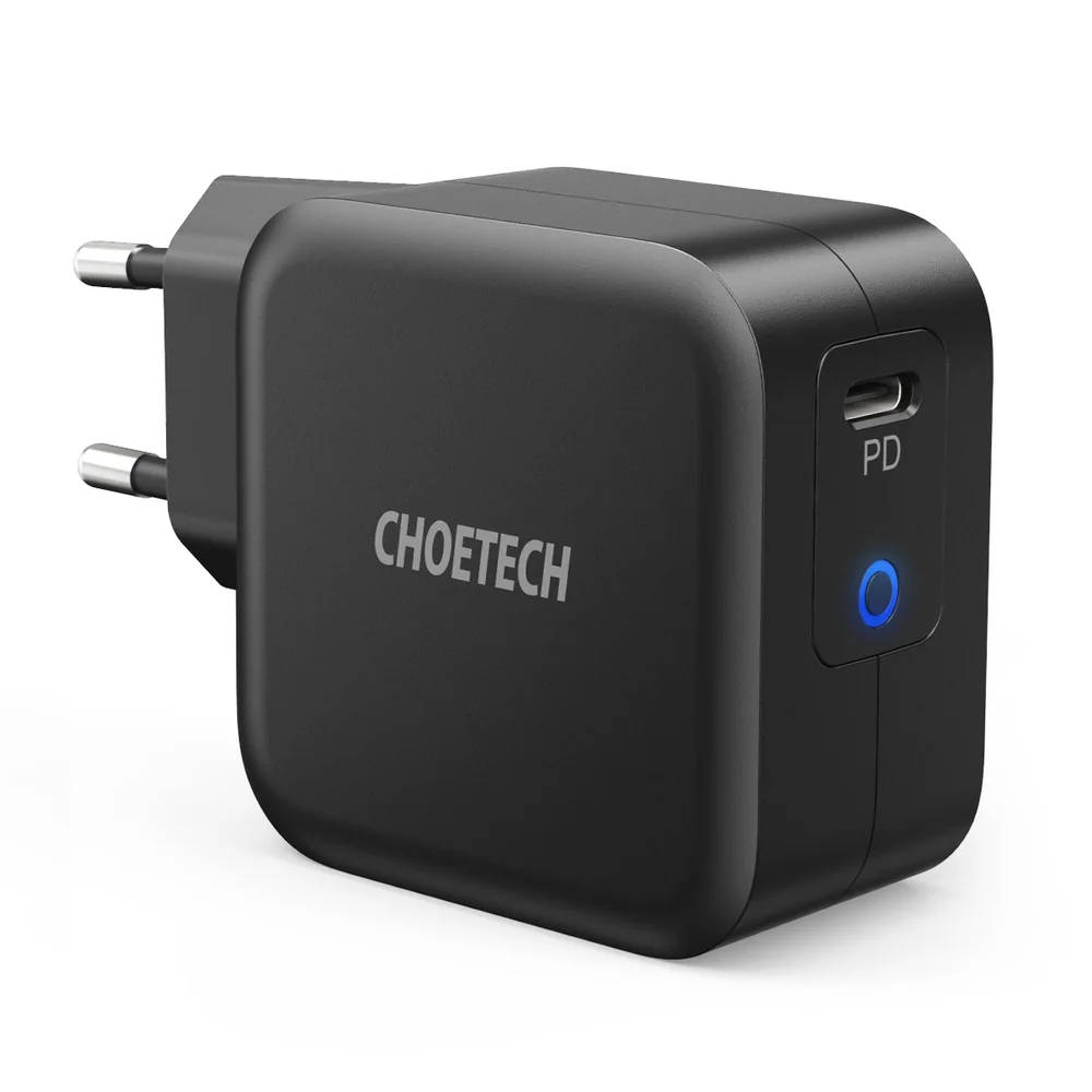 Choetech Q6006 GaN sieťová nabíjačka USB-C 60W PD + kábel USB-C / USB- C 1.8m, čierna