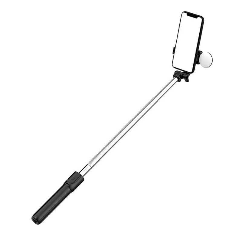 MG Telescopic Bluetooth selfie tyč s LED svetlom 1m, čierna