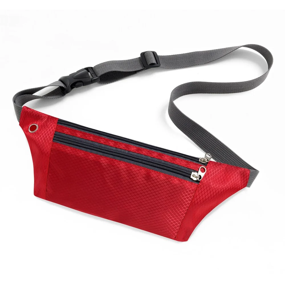 MG Ultimate Running Belt bežecký opasok s otvorom pre slúchadlá červený