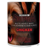 DELIKAN SUPRA DOG mleté hovädzie mäso s veľkou porciou kurčaťa 800g konzerva pre psa