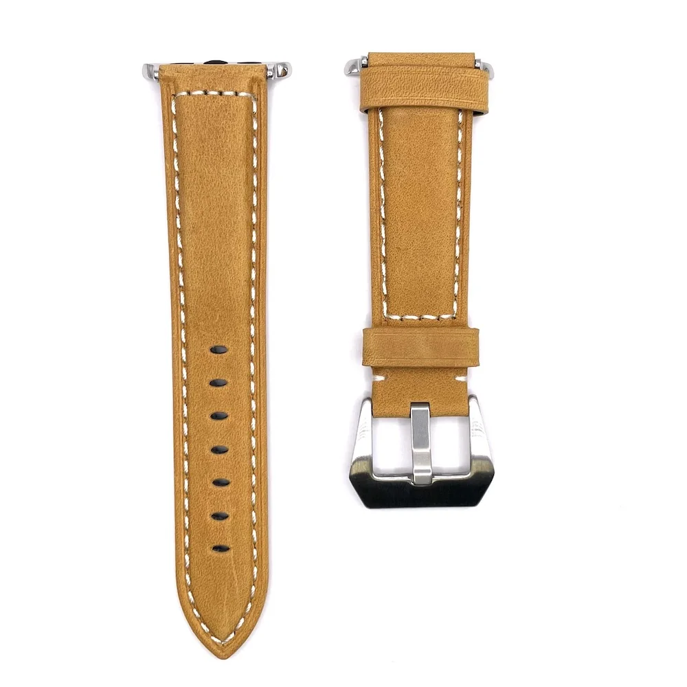 BStrap Leather Lux remienok na Apple Watch 38/40/41mm silver/brown