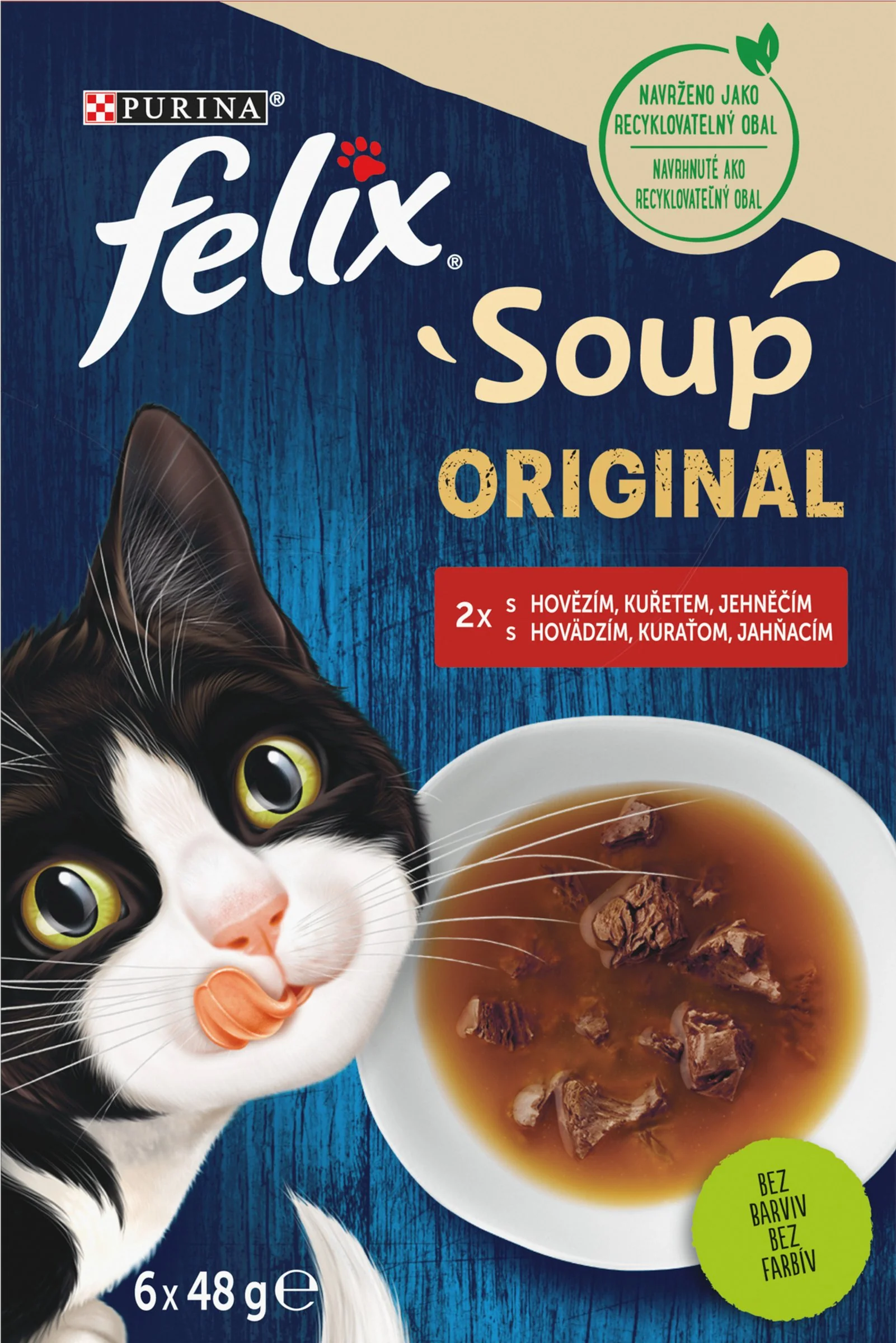 FELIX Soup 8(6x48g) polievky s hovädzím, kuraťom a jahňacím