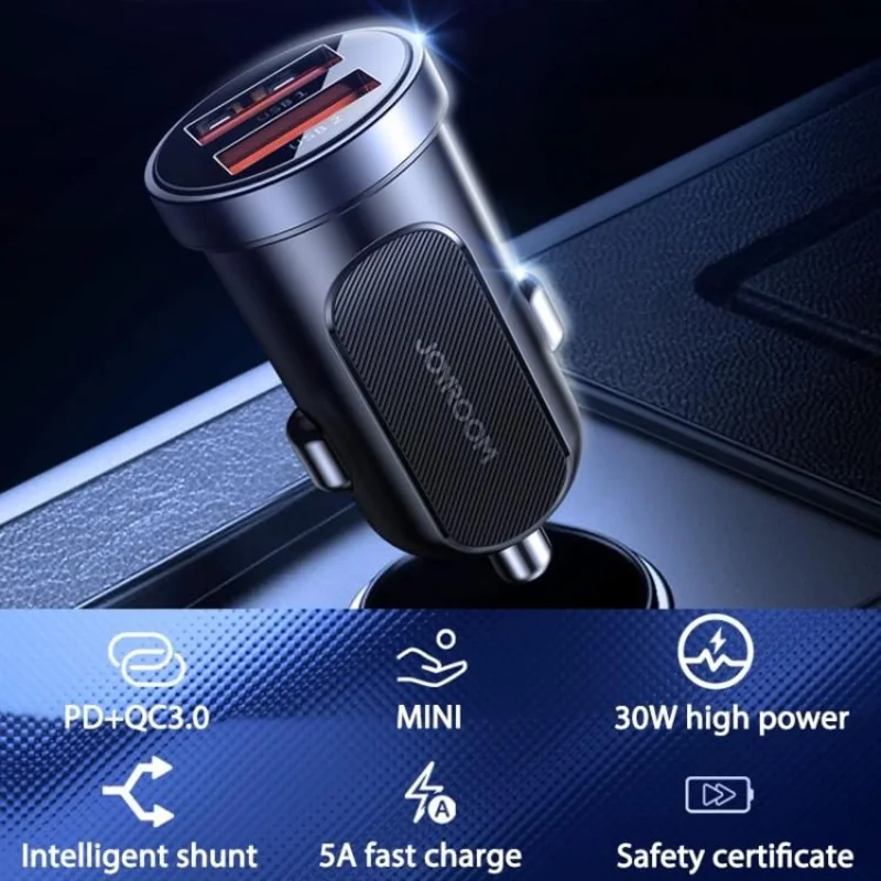 Joyroom C-A09 autonabíjačka 2x USB QC 30W, čierna 