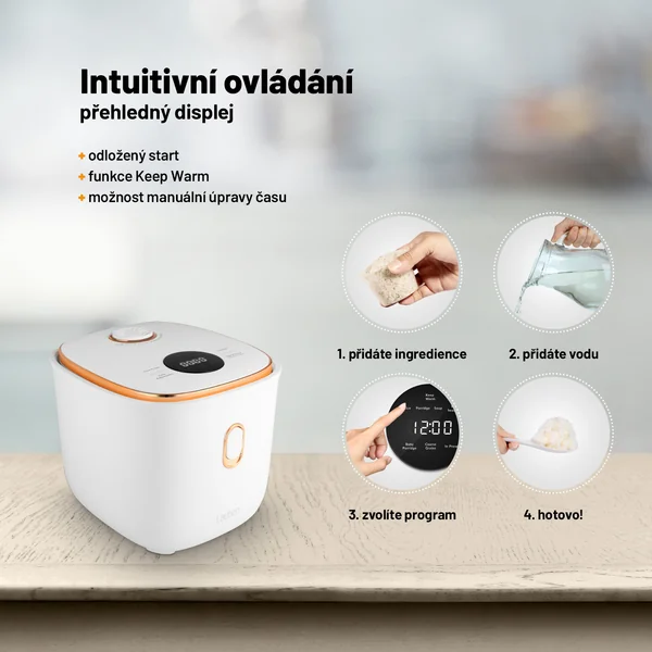 Lauben Multifunction Rice Cooker 1200WR Rose Gold Edition 1×1 ks, ryžovar