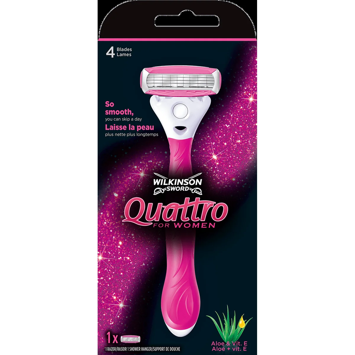 7001380E Wilkinson Quattro for Women holiaci strojček + 1 hlavica