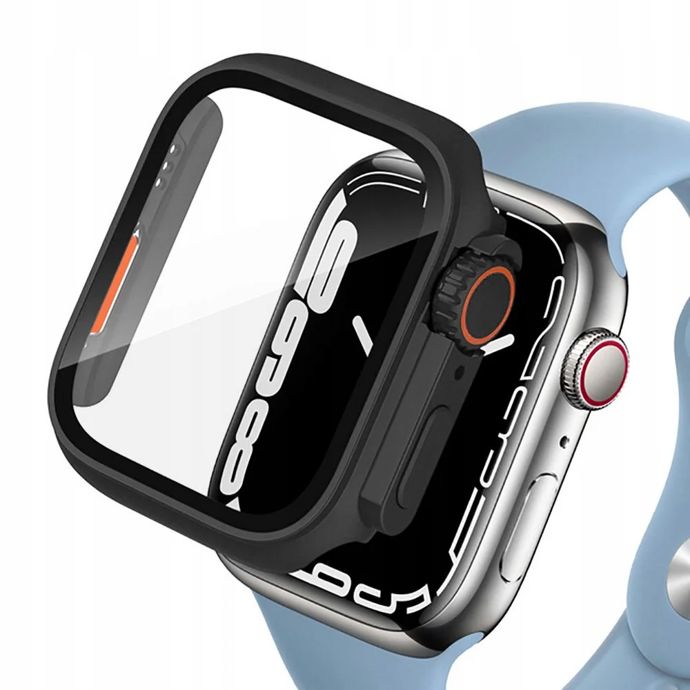 Tech-Protect Defense 360 puzdro na Apple Watch 7/8/9 45mm, čierne/oran žové