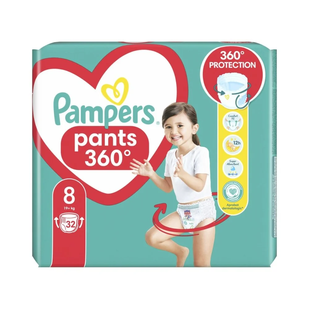 Pampers Pants Veľkosť 8, 19+kg 1×32 ks, plienky pre bábätká