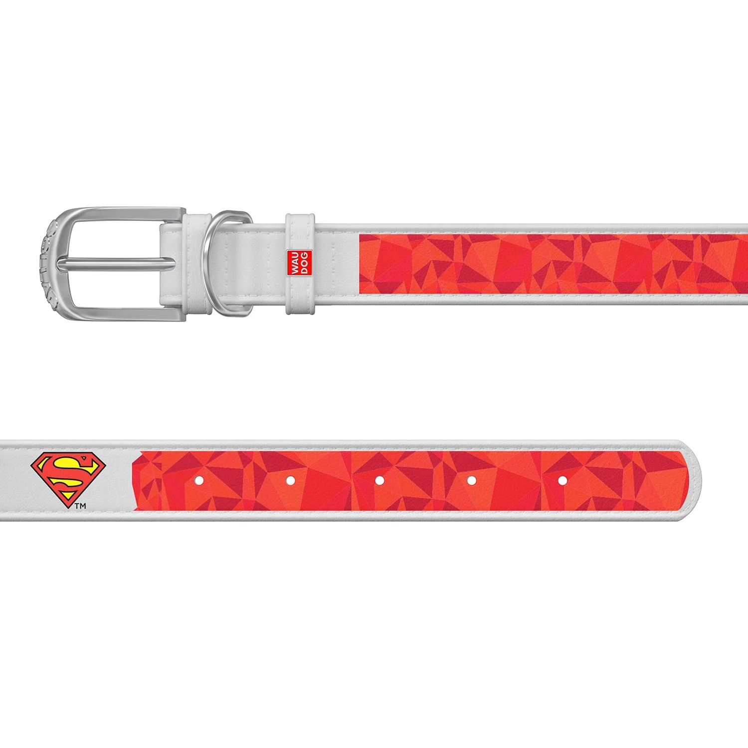 Kožený obojok Superman DC COMICS biely, Obvod krku: 20-28 cm, širka: 12 mm 