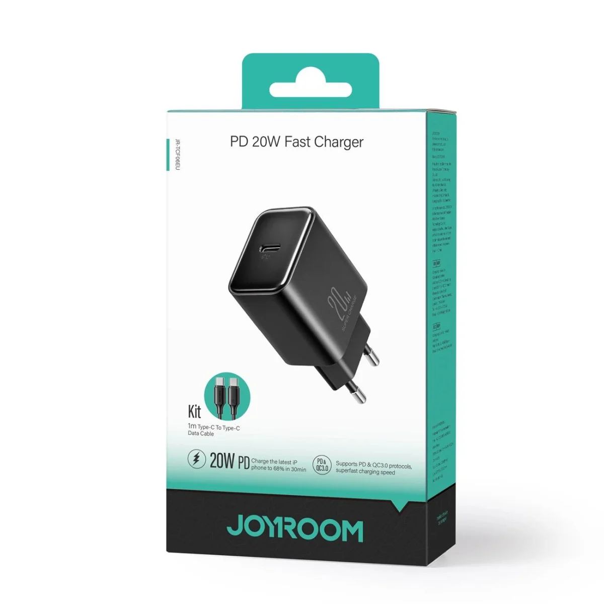 Joyroom JR-TCF06 sieťová nabíjačka USB-C 20W + kábel USB-C, čierna 