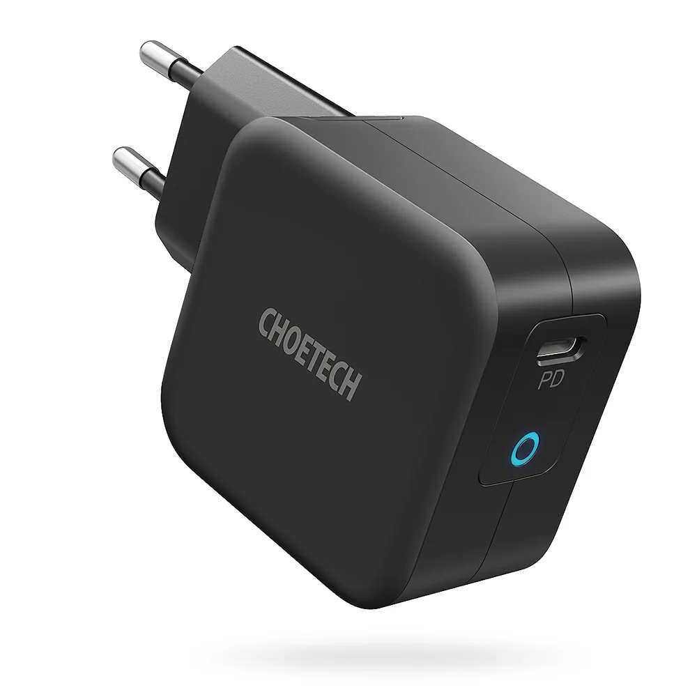 Choetech Q6006 GaN sieťová nabíjačka USB-C 60W PD + kábel USB-C / USB- C 1.8m, čierna