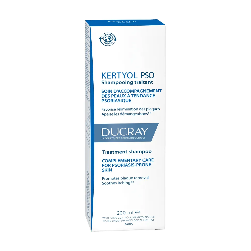 Ducray KERTYOL P.S.O. Šampón obnovujúci rovnováhu pokožky hlavy 1×200 ml, koncentrovaná starostlivosť pri psoriáze