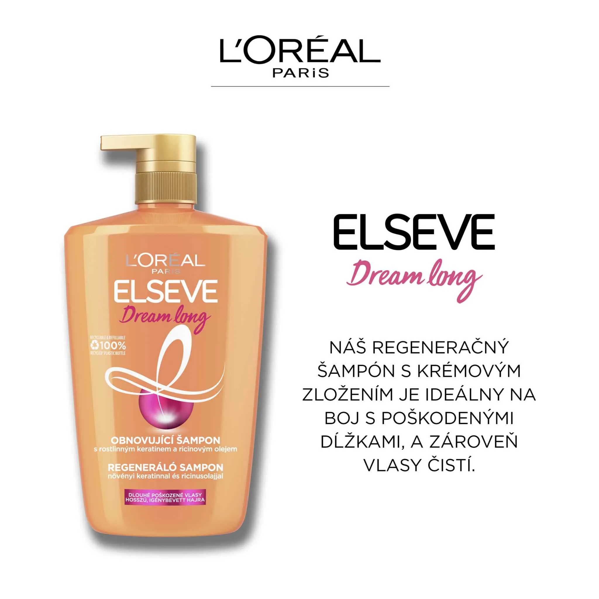 L'Oréal Paris Elseve Dream Long šampón, 1000 ml 1000 ml, šampón