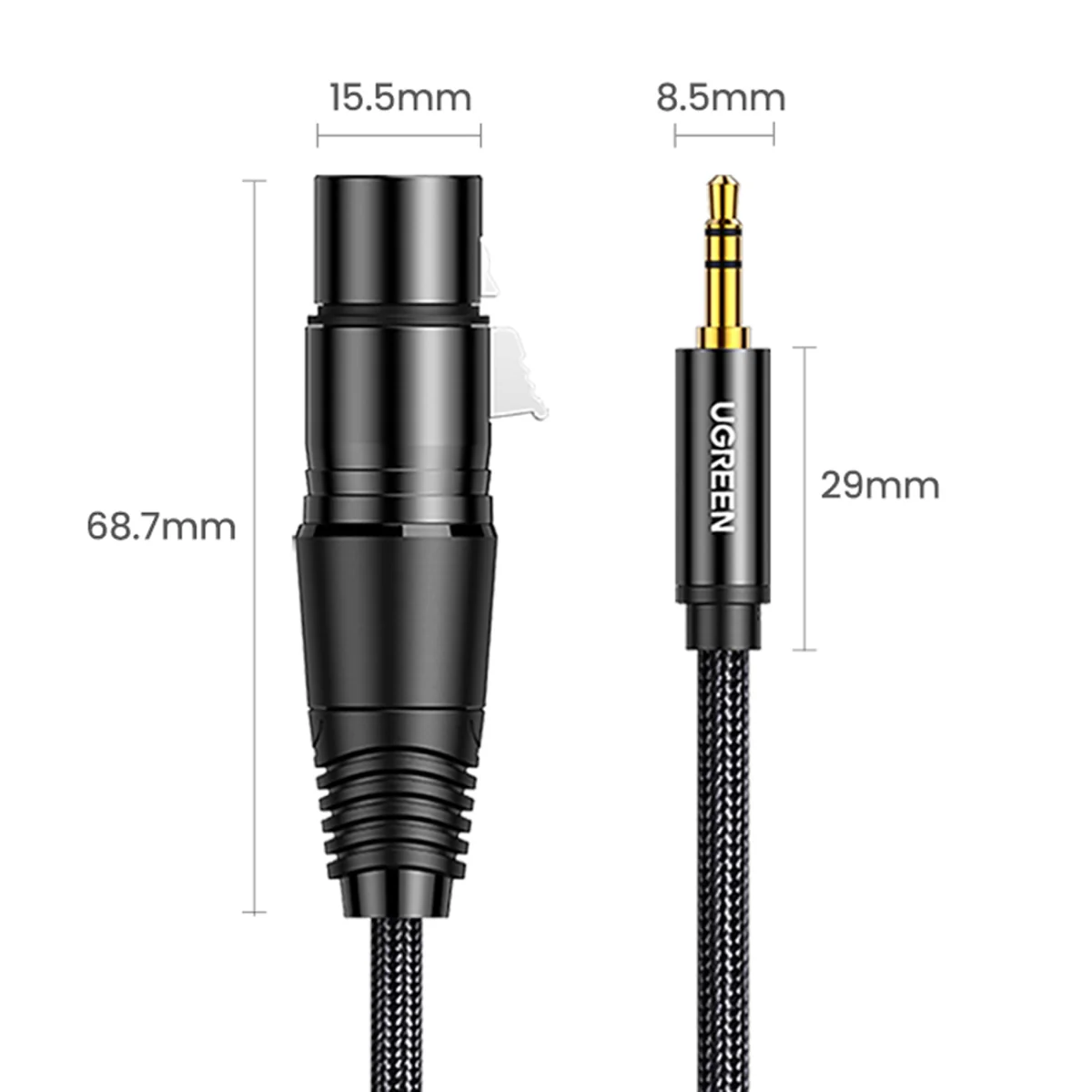 Ugreen AV182 audio kábel 3.5mm mini jack / XLR 1m, čierny 