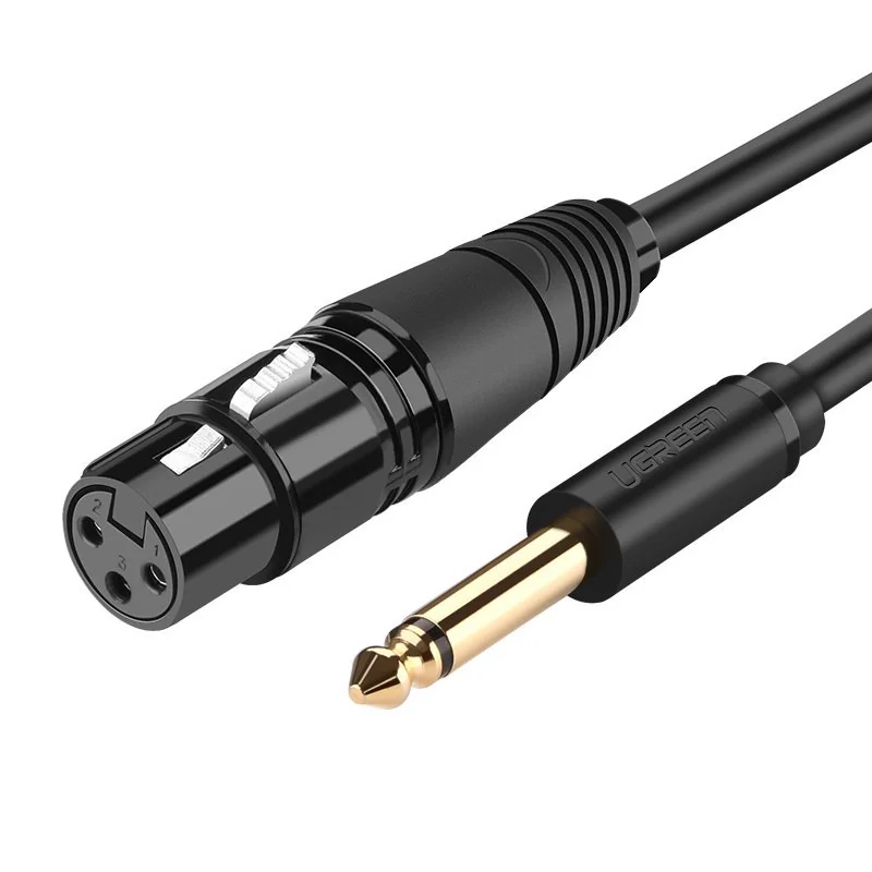 Ugreen AV131 kábel XLR - 6.35 mm jack F/M 3m, čierny 