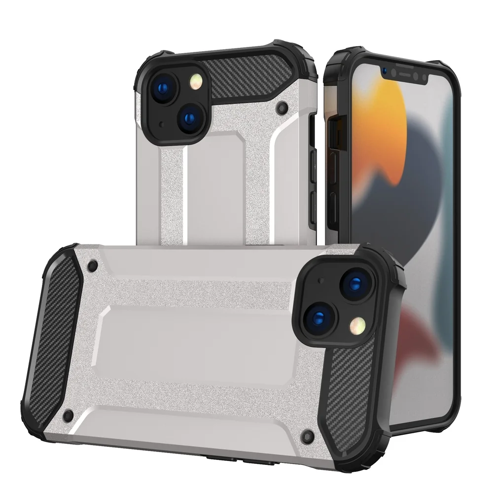 MG Hybrid Armor plastový kryt na iPhone 13, strieborný 