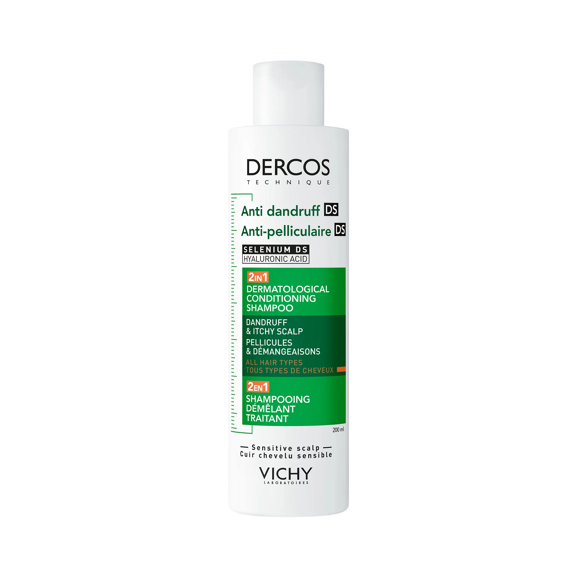 VICHY DERCOS 2v1 Šampón a kondicionér proti lupinám 1×200 ml, šampón a kondicionér