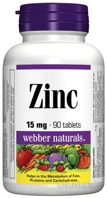 WEBBER NATURALS Zinok 15 mg 1×90 tbl, výživový doplnok