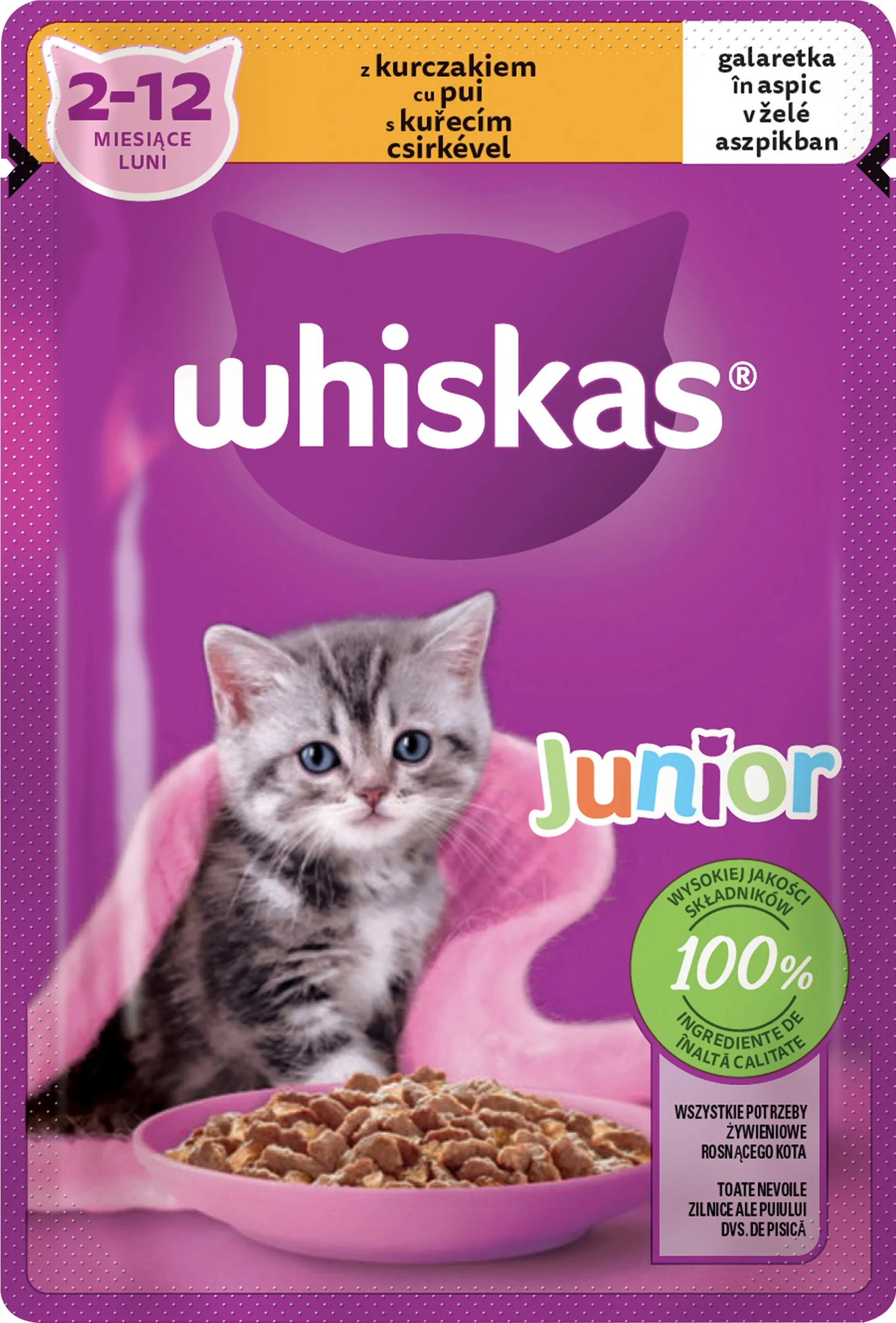 WHISKAS Kapsička Junior s Kuracím v želé 85G