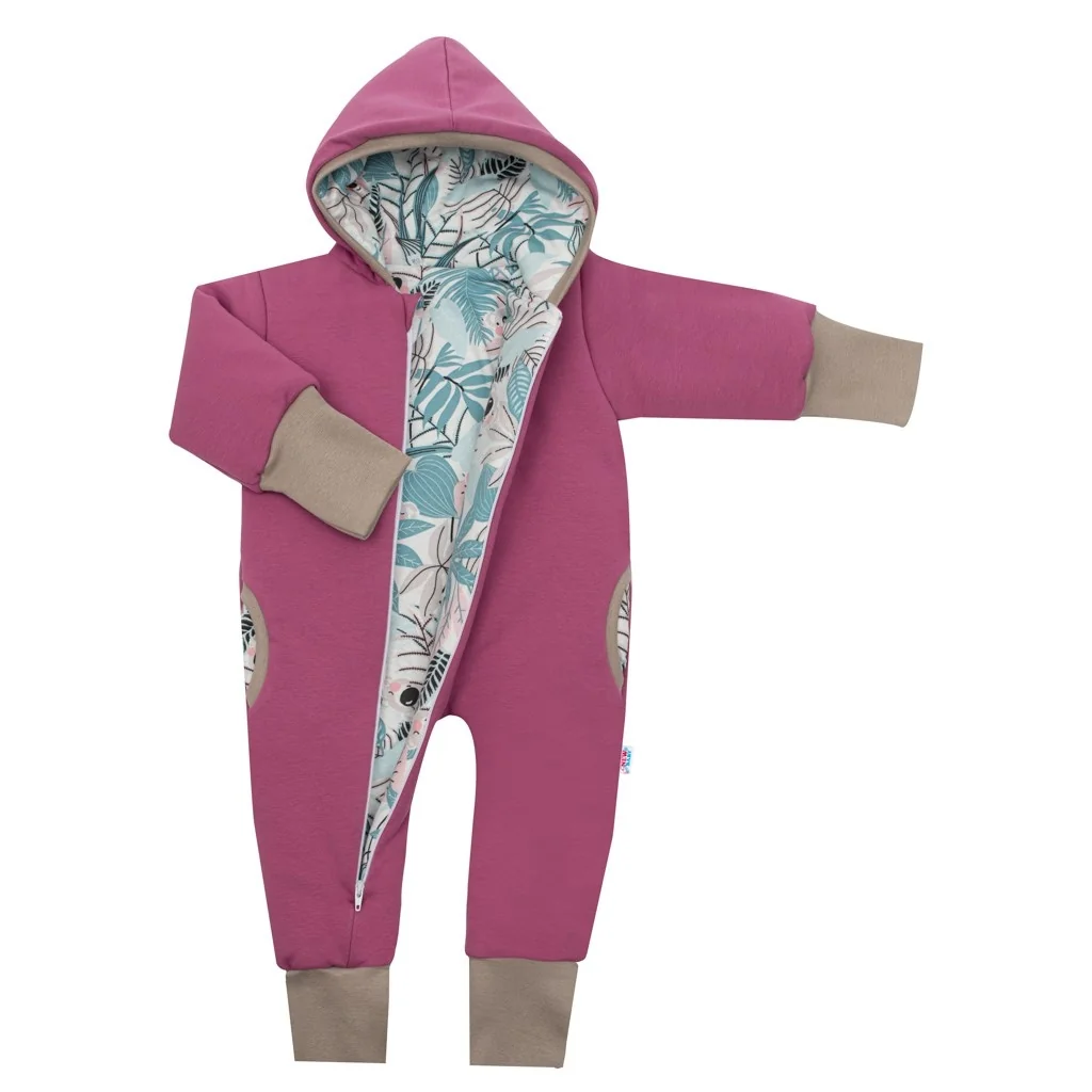 Zateplený jarný overal s kapucňou New Baby Spring purple-pink 62 