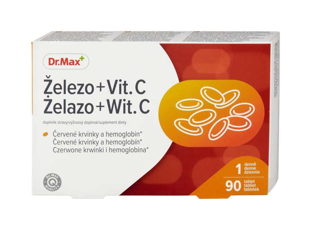 Dr. Max Železo + Vitamín C 1×90 tbl, výživový doplnok