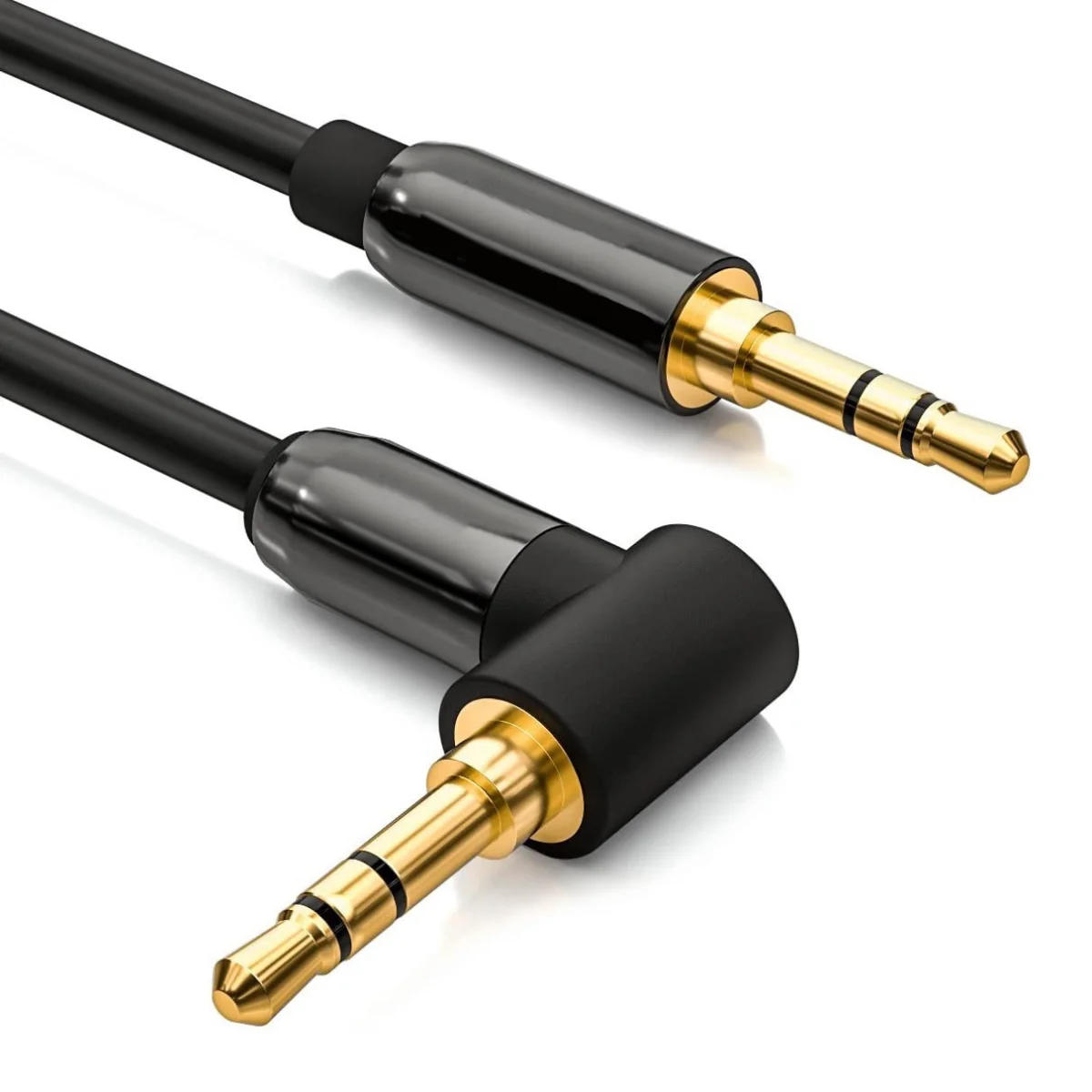 MG Angled audio kábel 3.5mm mini jack M/M 1.5m, čierny 