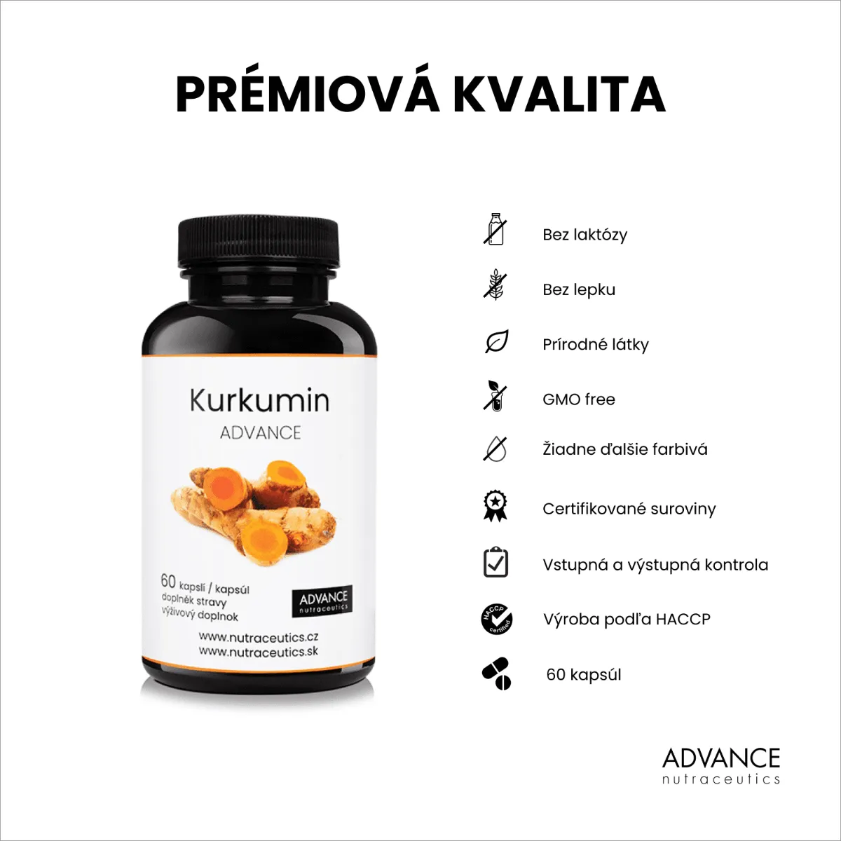Kurkumin ADVANCE 60 cps. – najsilnejší kurkumín 1×60 cps, výživový doplnok