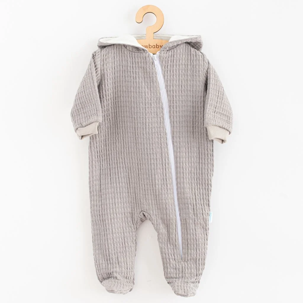 Dojčenský mušelínový overal s kapucňou New Baby Comfort clothes sivá 80 (9-12m), 20C53394