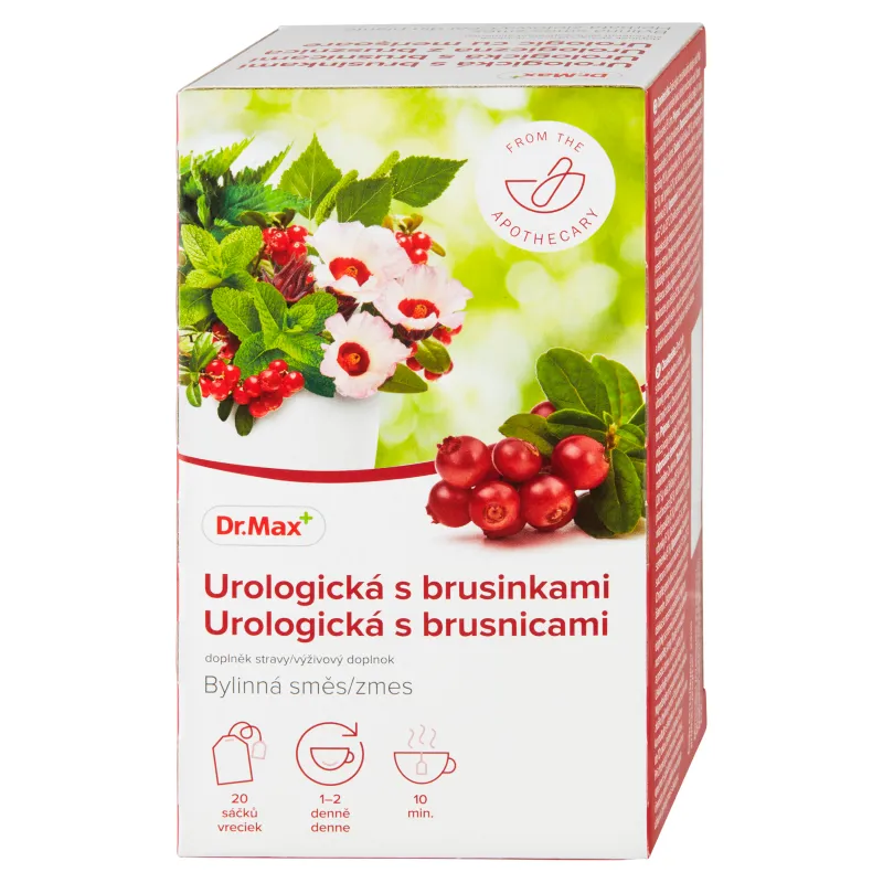 Dr. Max Urologická bylinná zmes s brusnicami 20×1,5 g, bylinný čaj, nálevové vrecká