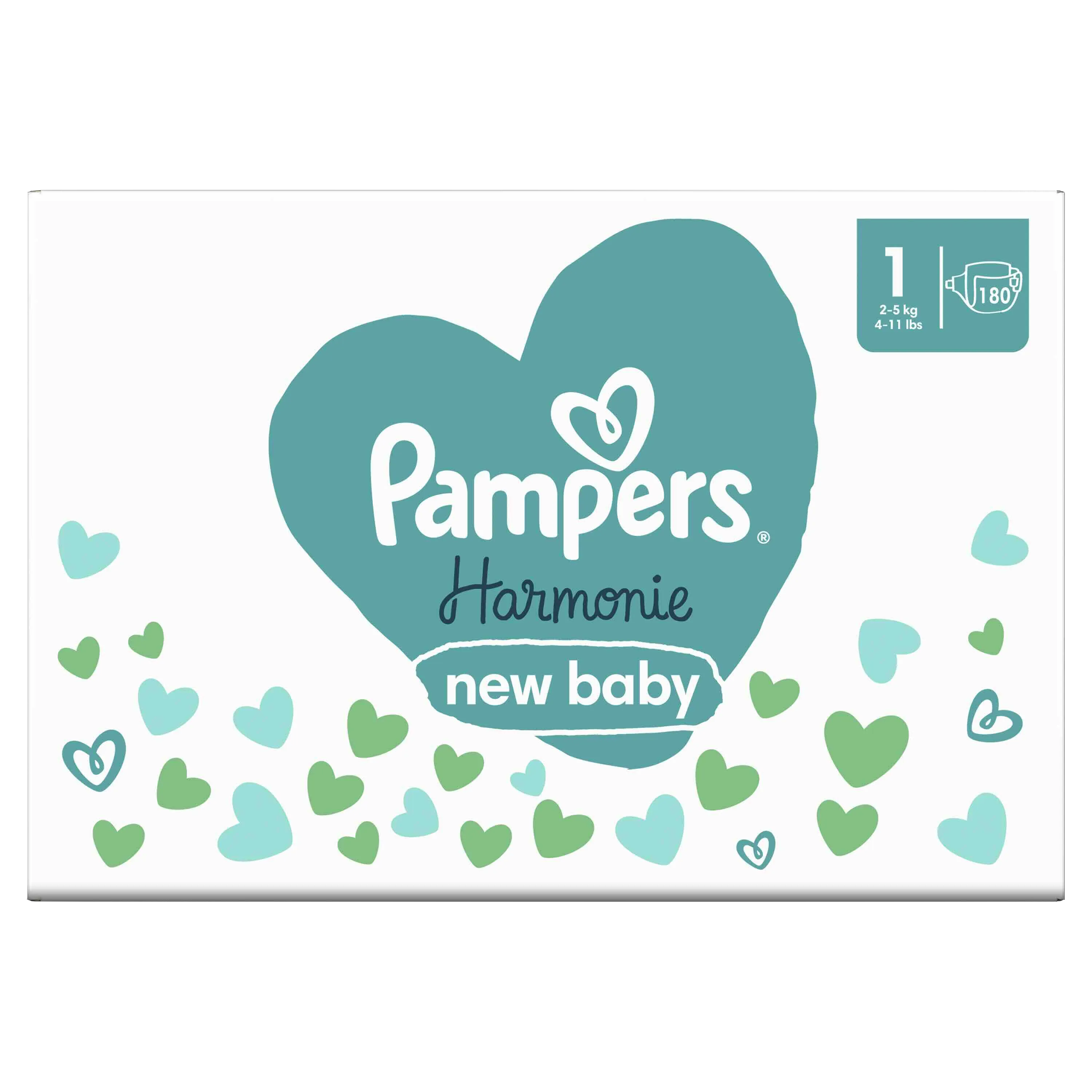 PAMPERS HARMONIE BABY PLIENKY V.1 2-5KG 180KS 1×180 ks, plienky vo veľkosti 1