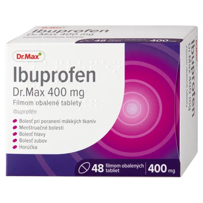 Ibuprofen Dr. Max 400 mg filmom obalené tablety 1×48 tbl, tlmí bolesť, zápal a znižuje horúčku