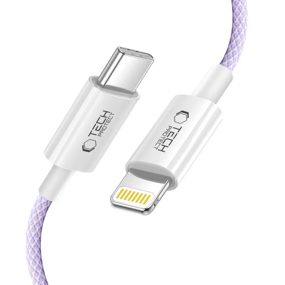 Tech-Protect Ultraboost Lite kábel USB-C / Lightning PD 27W / 3A 2m, f ialový