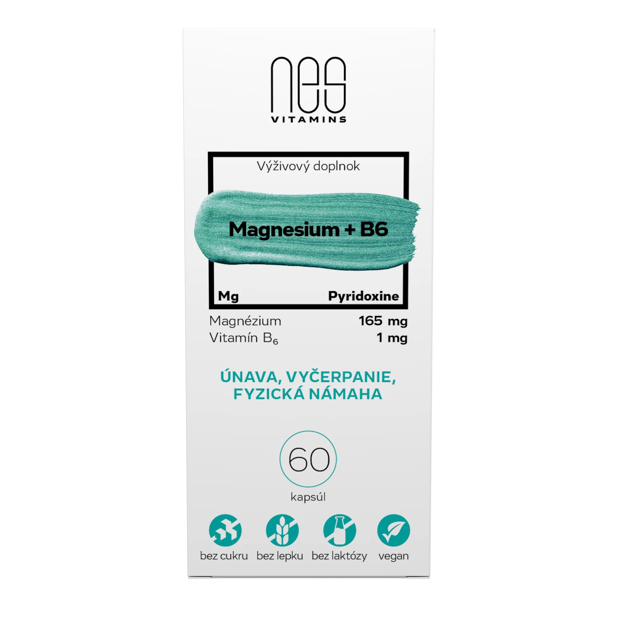 nesVITAMINS Magnesium 165 mg + B6 1 mg 1×60 cps, výživový doplnok