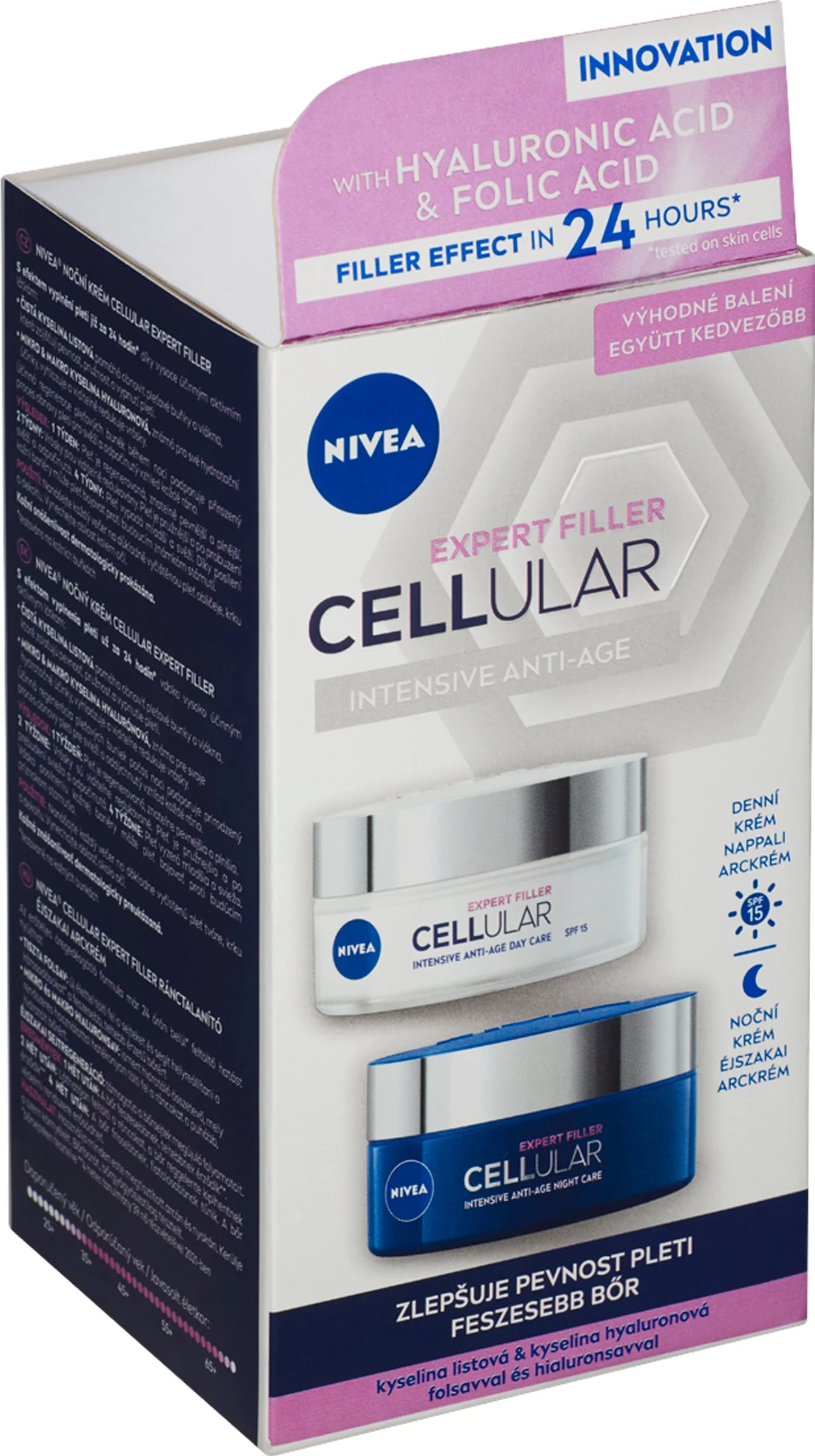 Nivea Denný + nočný krém Cellular Expert Filler 2x50ml 1×2x50 ml, pletový krém