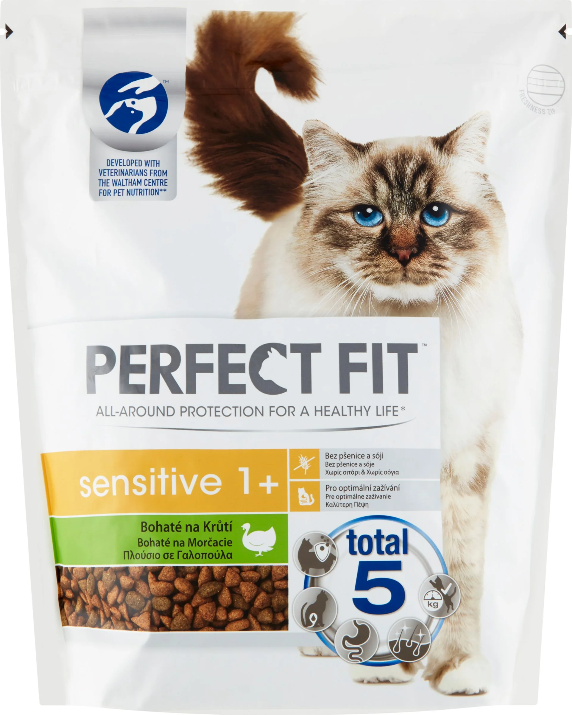 PERFECT FIT granule s vysokým podielom morčacieho 1×1,4 kg, pre dospelé citlivé mačky