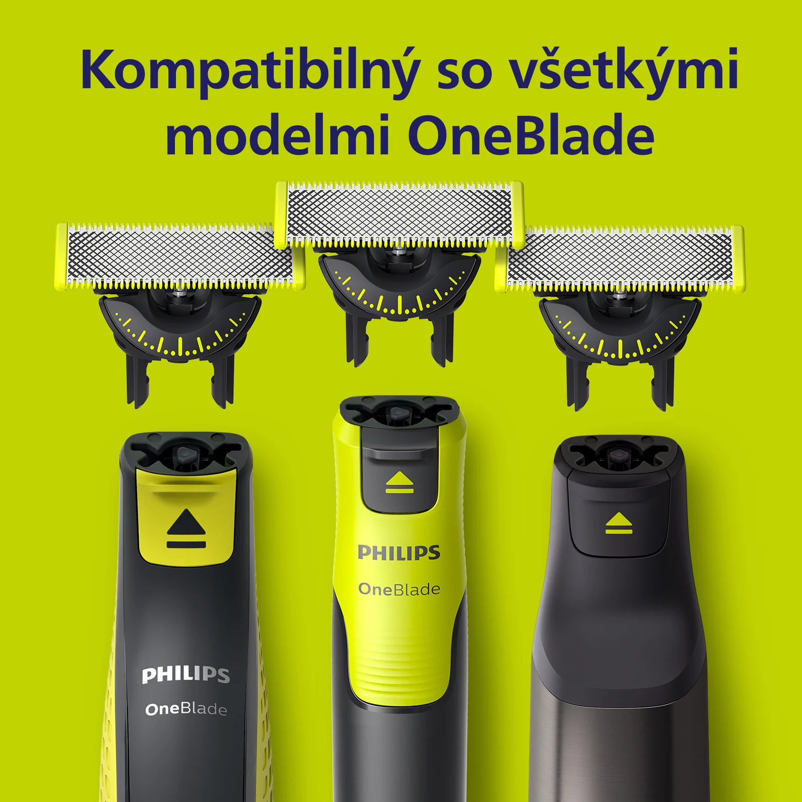 Philips OneBlade QP624/50 Výmenné čepele 360 na tvár a telo + hrebeň na telo a nadstavec na intímne partie 1×1 ks, náhradné čepele