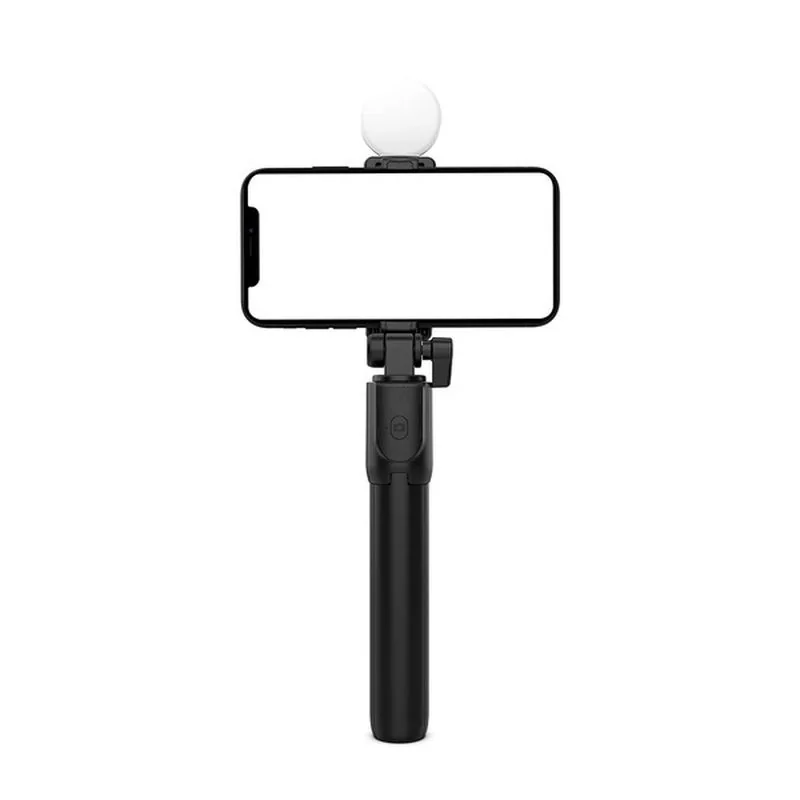 MG Telescopic Bluetooth selfie tyč s LED svetlom 1m, čierna 