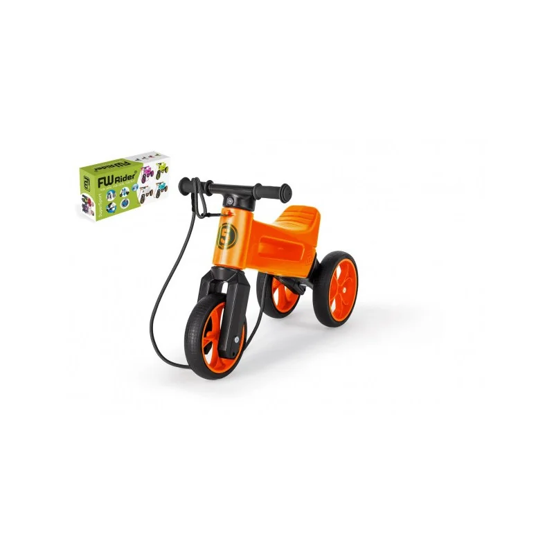 Teddies Odrážadlo FUNNY WHEELS Rider SuperSport oranž. 2v1+popruh, vyššie. sedla 28/30cm nos. 25kg 18m+ v kr