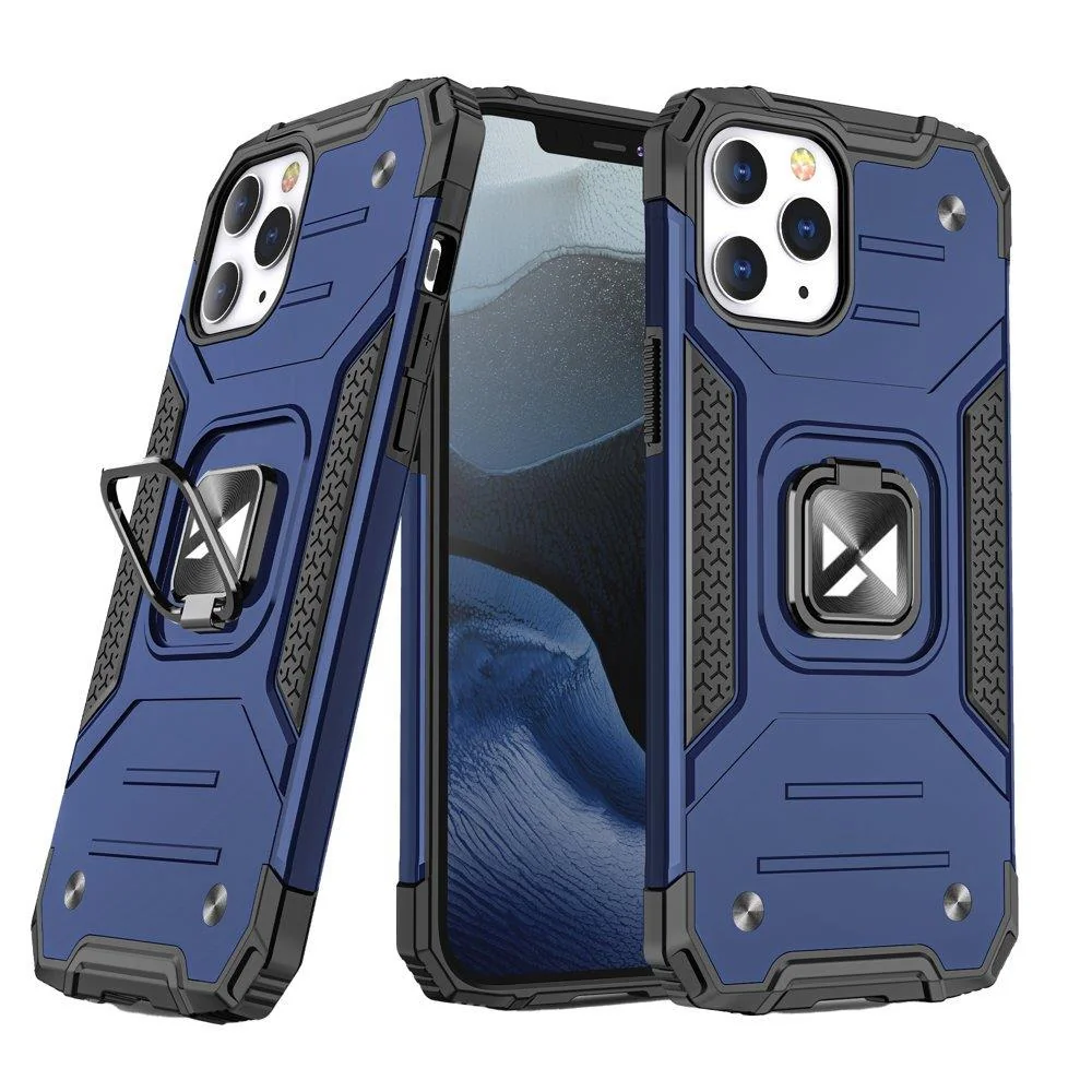 MG Ring Armor plastový kryt na iPhone 13 Pro Max, modrý 