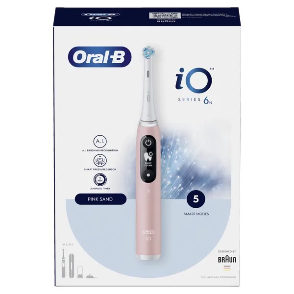 Oral-B iO Series 6 Pink Elektrická zubná kefka 1×1 ks, elektrická zubná kefka