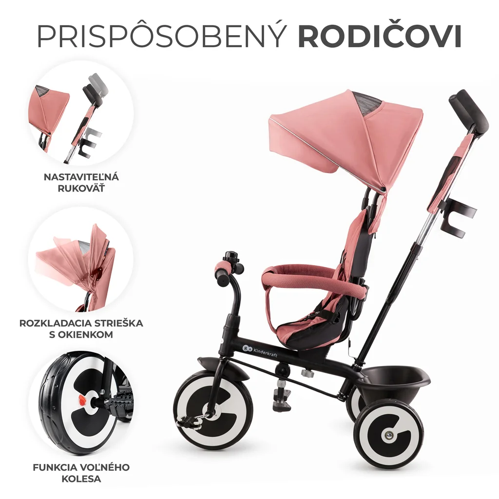 KINDERKRAFT Trojkolka Aston Rose pink 1×1 ks, trojkolka