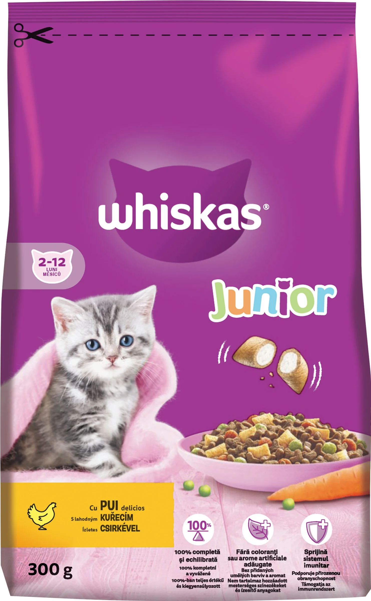 WHISKAS Granule Junior s Kuracím 300g