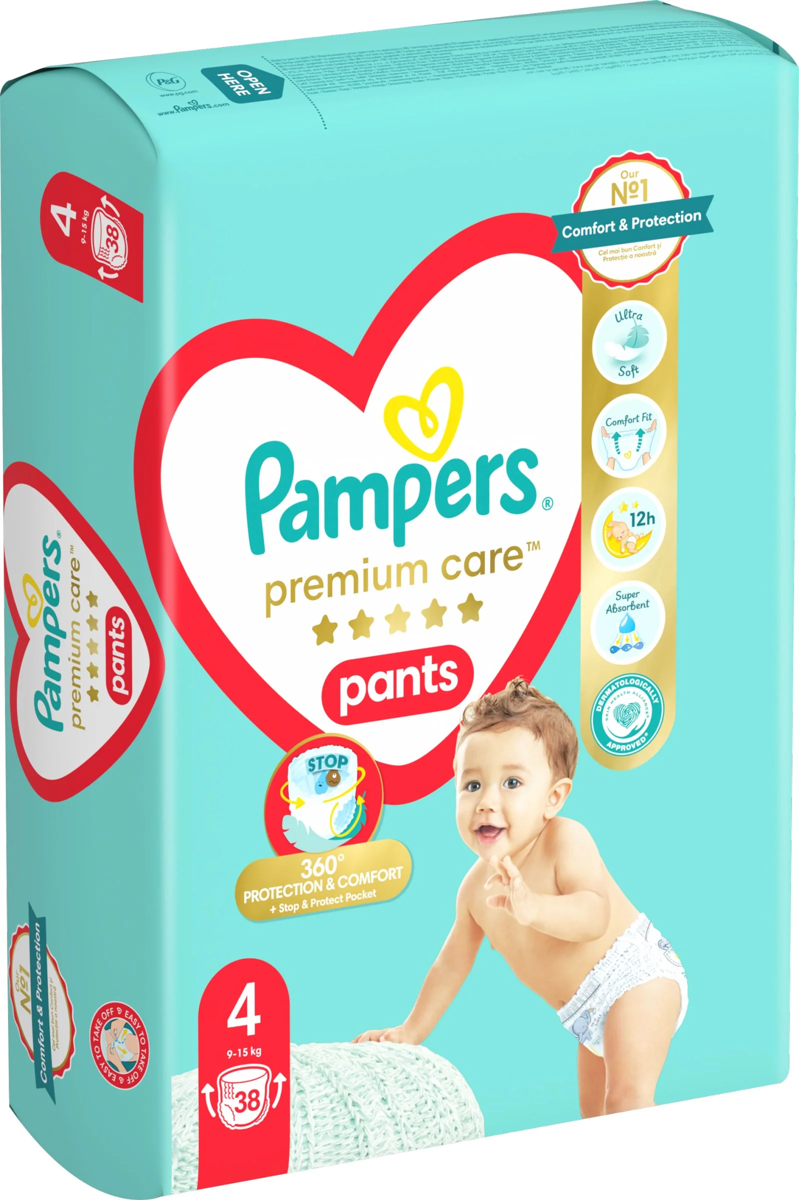 Pampers premium care Pants S4 (9-15kg) 1×38 ks, plienky