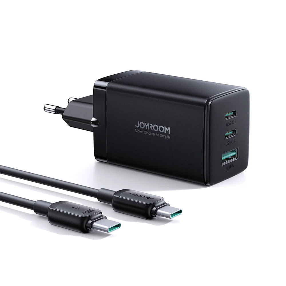 Joyroom TCG01 GaN sieťová nabíjačka USB / 2x USB 65W + kábel USB-C, či erna