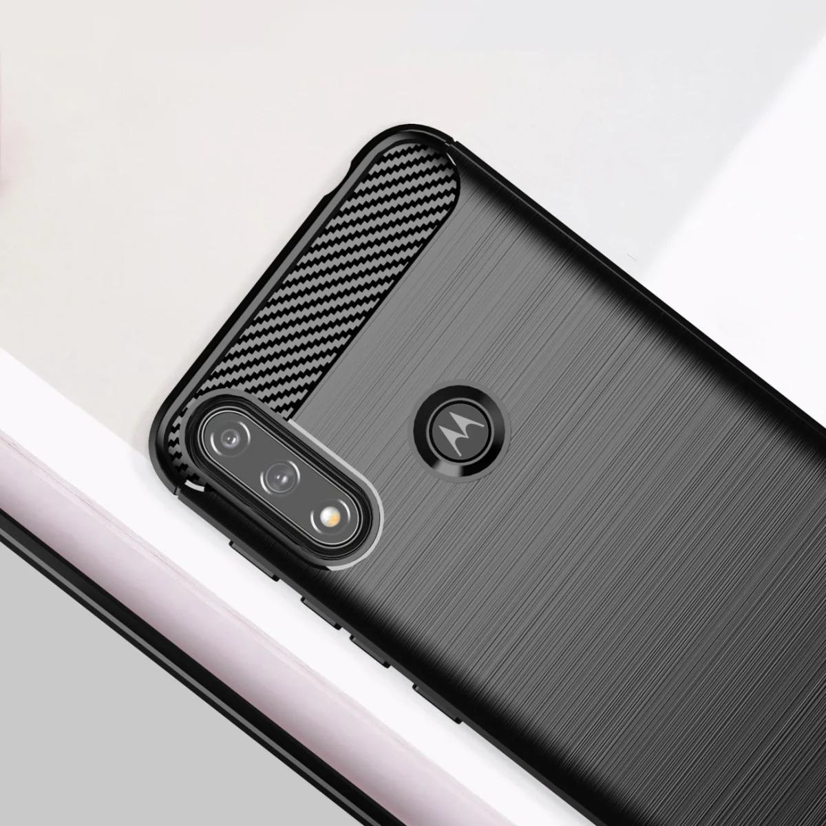 MG Carbon Case Flexible silikónový kryt na Motorola Moto E7i Power čierny