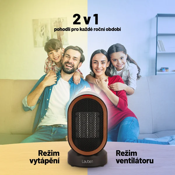 Lauben Desk Fan&Heater 2in1 600BB 1×1 ks, teplovzdušný ventilátor