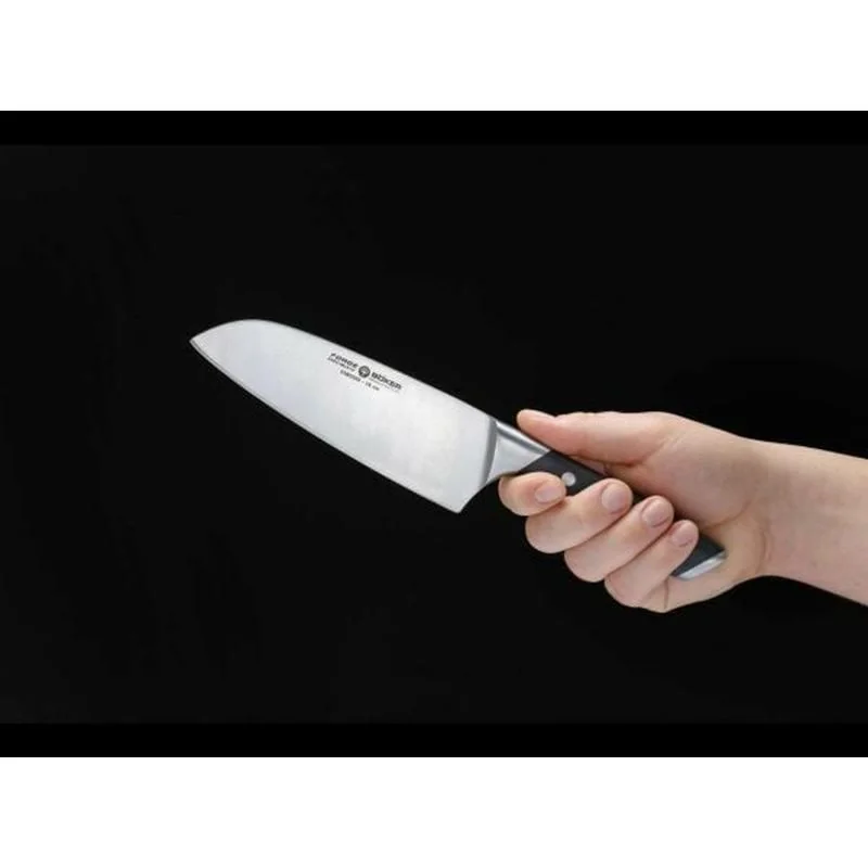 Böker Manufaktur Santoku kuchynský nôž 16 cm, čierna, plast ABS 