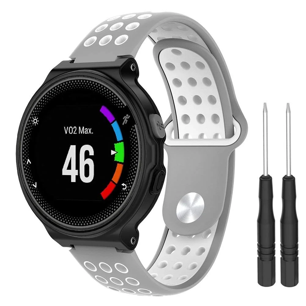 BStrap Silicone Sport remienok na Garmin Forerunner 235, gray/white