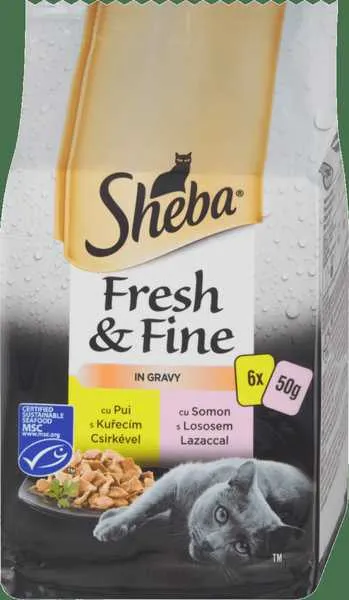 Sheba Kapsička Fresh&Fine Mix Kura A Losos 6x50g 6×50 g